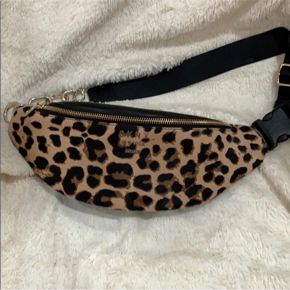 DKNY Animal Print Belt Bag with Black Strap